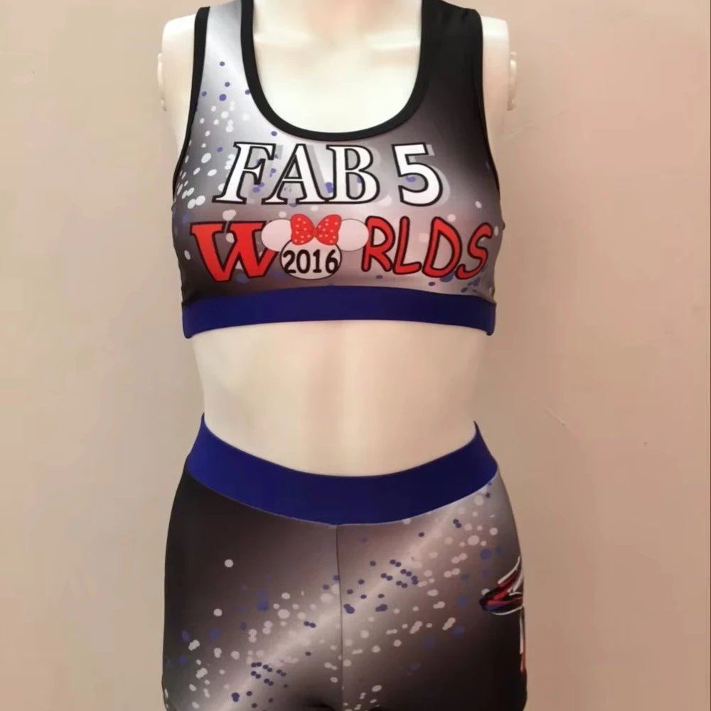 Normzl 2024 New Custom Sublimation Cheerleading Gymnastic Girl Practice Wear Crop Top and Shorts
