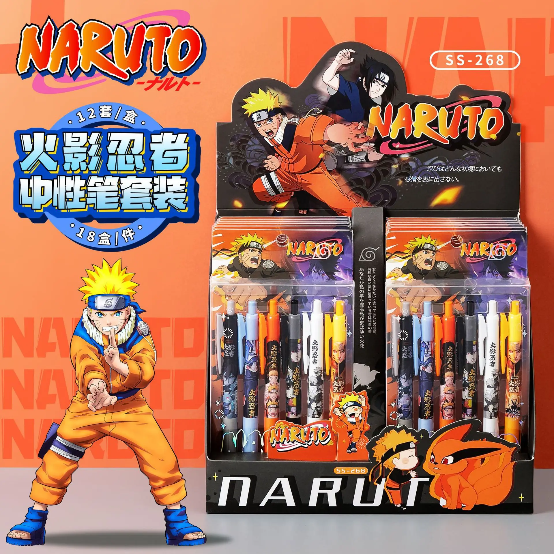 Нейтральная ручка из мультфильма Narutos One Piece для студентов набор черных ручек 0