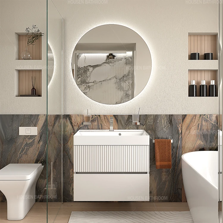 European Luxury Design Pink Marble Black Grille Plate Water-Resistant Bathroom Basin Cabinet