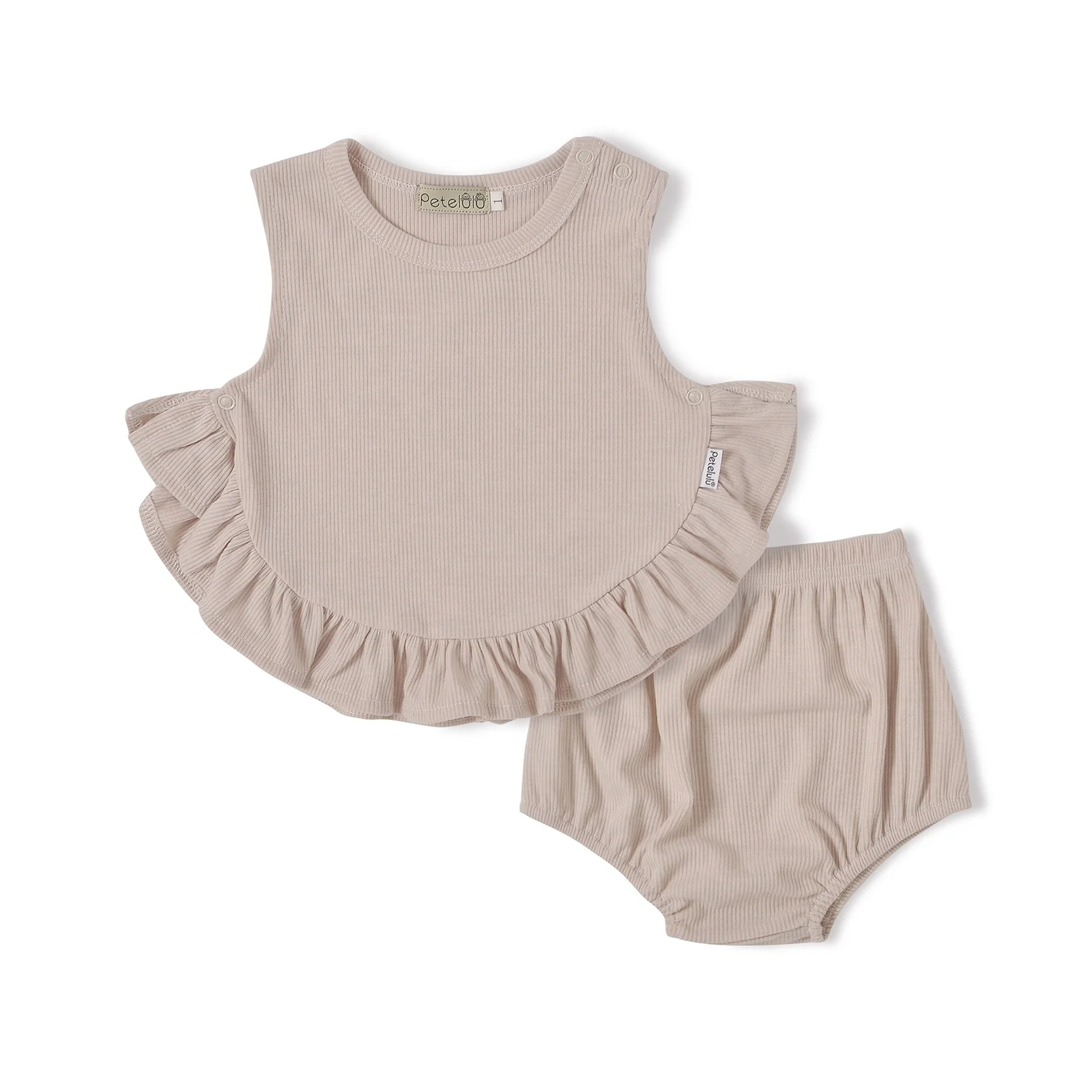 Guangzhou Petelulu Toddler Girl Clothes Casual Infants Girls Clothing Ruffle Ribbed Kids Sets Two Piece Weekly Deals