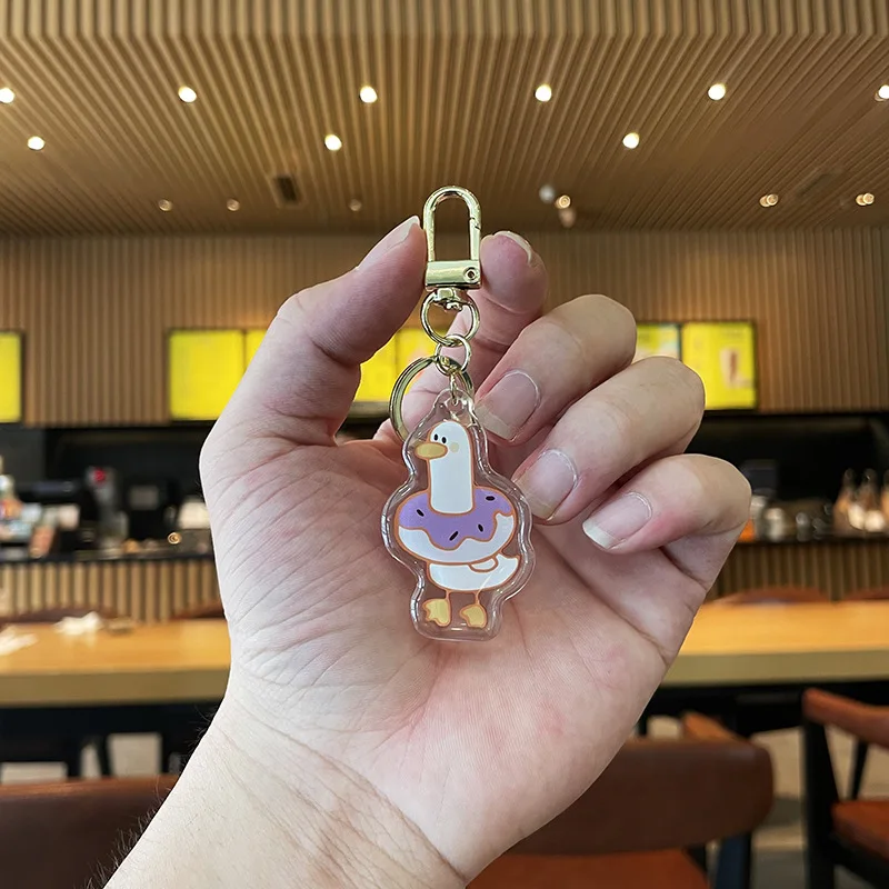 Manufacturer custom cartoon acrylic charms clear transparent acrylic keychains with back card