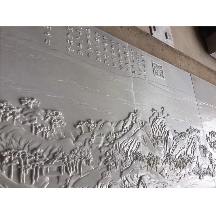 Factory Direct Natural White Grey Marble Block Stone Wall Relief Carving And Sculpture
