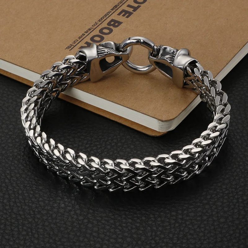  12mm Heavy Silver Plated Cuban Link Chain Bracelet Stainless Steel Mens