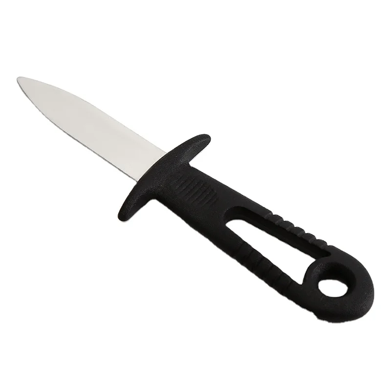 Нож для устриц из нержавеющей стали с ручкой из высококачественного полипропилена и отверстием для подвешивания
