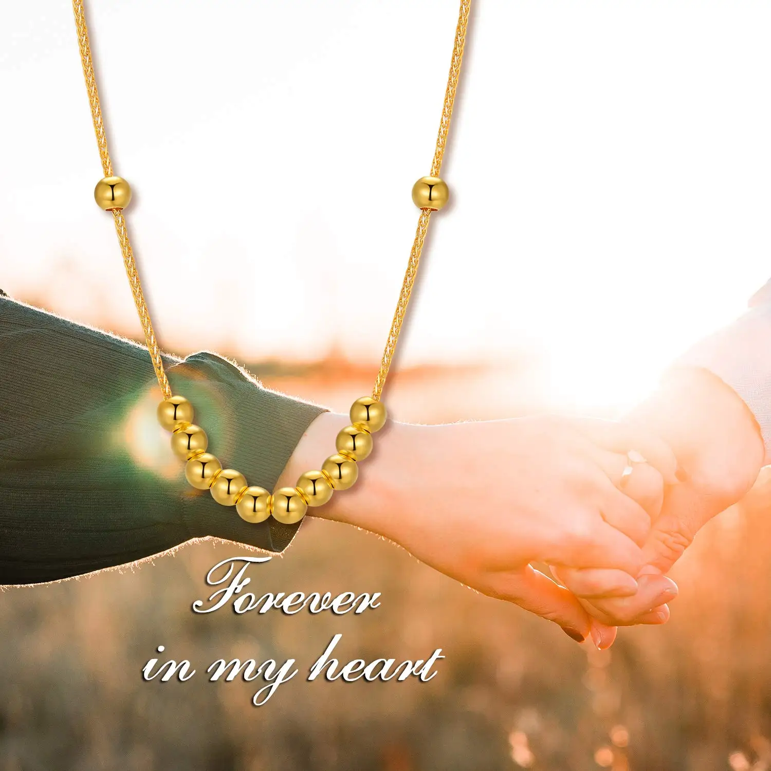 Wholesale Products Ladies Pure Gold Beaded Necklace Real Gold Jewelry 18k with Certificate