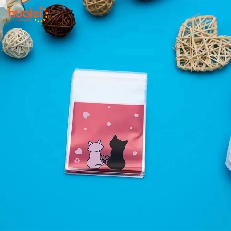 Wholesale Custom Design Printed Self Adhesive Seal BOPP Opp Christmas Plastic Gift Bags For Candies Cookies Candy