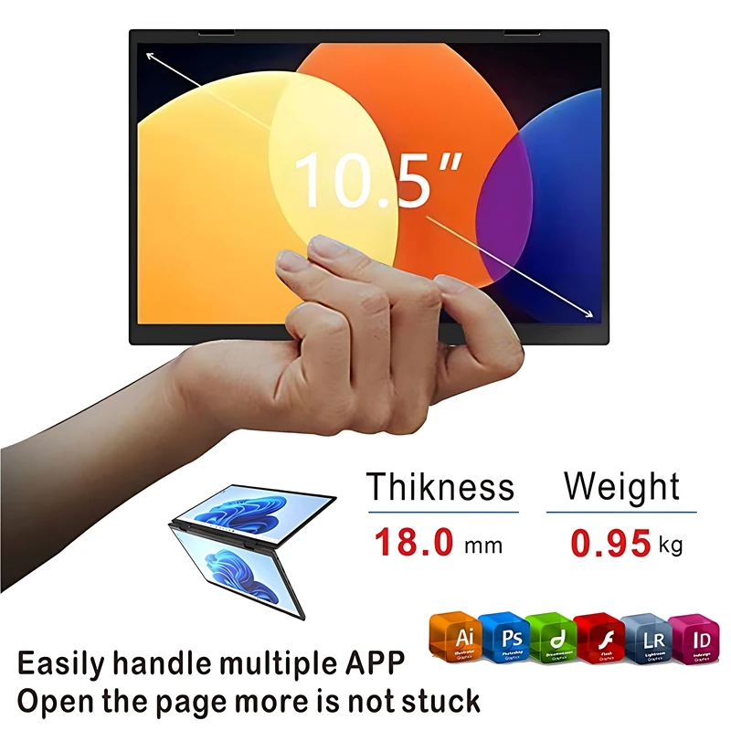 New Design 10.5 Inch Dual Touch Screen 2 in 1 YOGA Computer PC Intel N95 12th Gen 3.4GHZ DDR4 Double Full Touch Screen Laptop