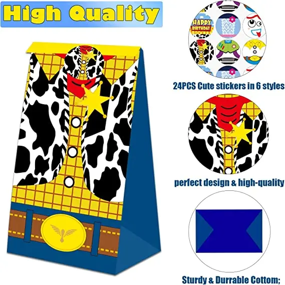 Custom kraft paper handle bag Toy Inspired Story Theme Party Favor Goody Treat Gift Bags for Kids Boys Girls Party Decorations