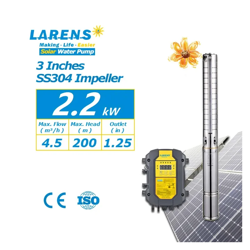 Bomba Solar Sumergible Agricultural Borehole Solar Water Pump System 250M For Irrigation