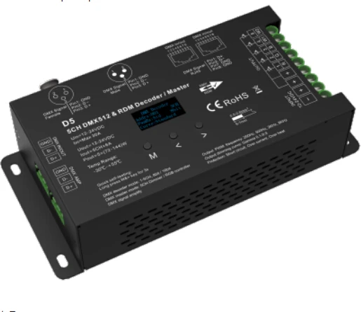 D5 5 Channel 6A/CH DMX512 RDM decoder DMX master RGB LED controller pwm constant voltage dimmer