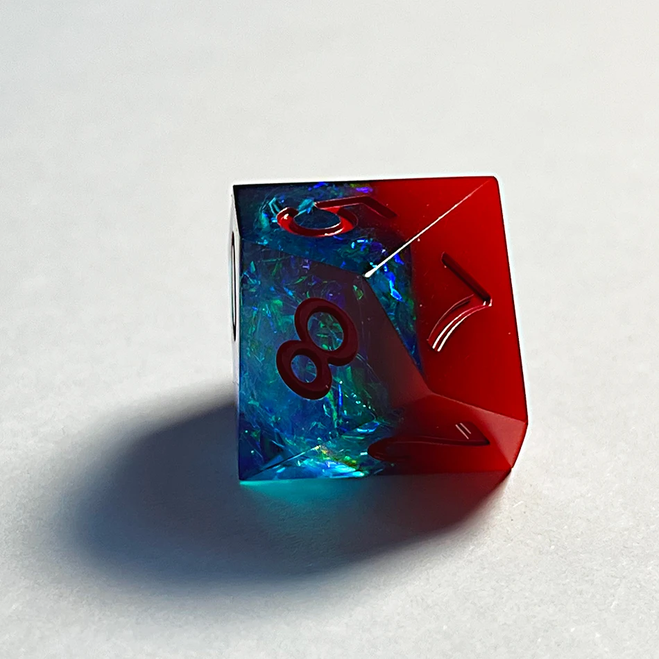 Superman color matching -- handmade red resin sharp edge dice dnd --RPG games