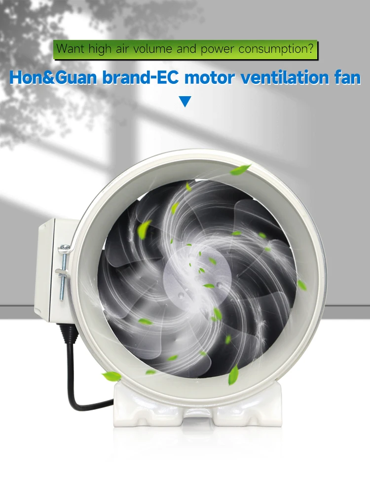 Fan manufacture EC motor PP plastic 150mm silent air fans exhaust duct fan for room ventilation