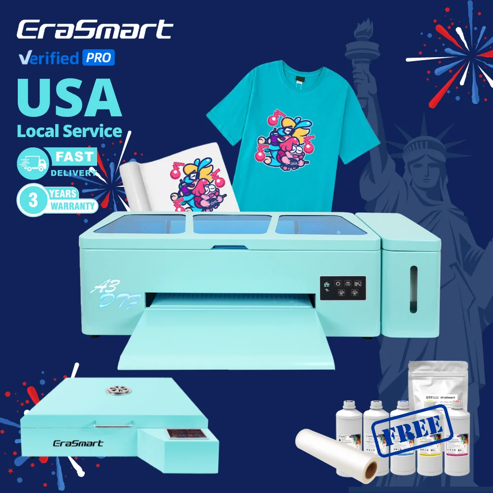 Erasmart 30cm Impresora MIni Heat Transfer DTF Print Digital Printing Machine A3 1390 XP600 Inkjet DTF Printer for T Shirt