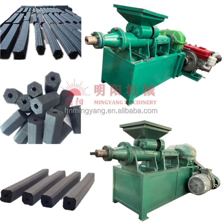 Carbon Black Charcoal Dust Briquette Shaping Machine Coal Powder Rods Extruder Machine Screw Forcing Briquetting Machine