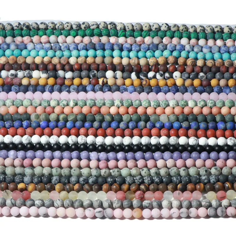 Factory Price Dull Polish Frosted Round Loose Gemstone Beads, Matte Natural Agate Stone Beads For Jewelry Making