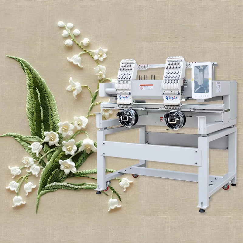 yinghe high quality multi-functional  of 2 heads 9 needles with cap/flat/garment automatic and computerized embroidery machine
