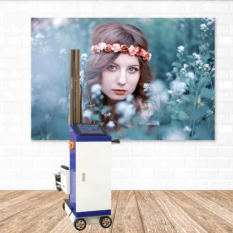 Wall Printing Machine with Wheel Vertical Wall Printer 3d Background Painting Digital Eco Friendly Inkjet Printer