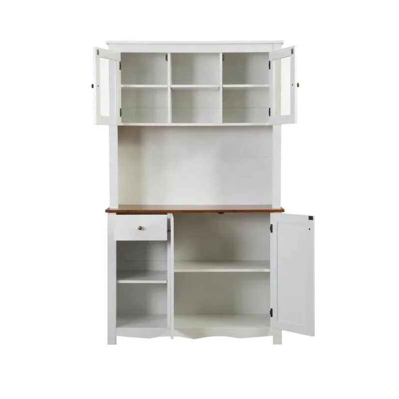 Modern Free Standing Large White Kitchen Cabinet Wooden Buffet China Cabinet Hutch