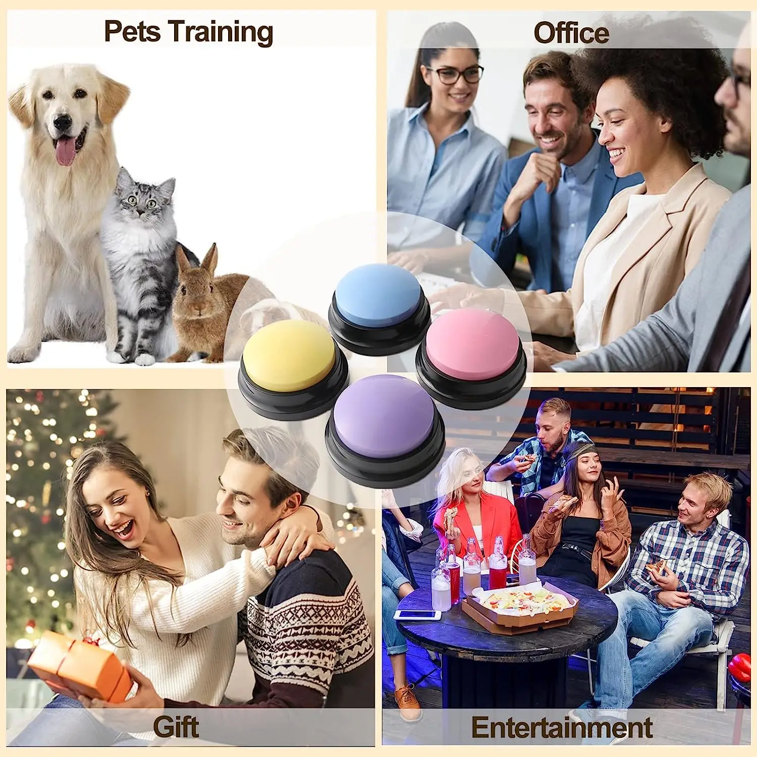 Voice Recording Button Dog Buttons for Communication Pet Training Buzzer 30 Second Record & Playback Funny Gift