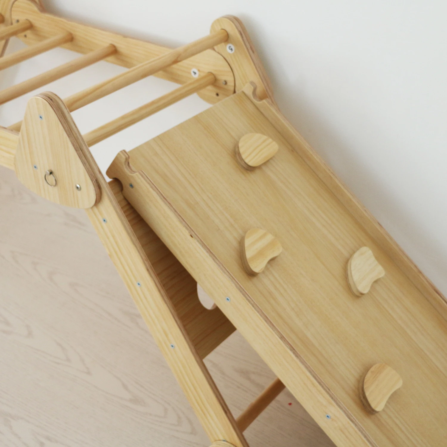 Montessori Foldable Climbing Triangle Toddler Indoor Wooden Pickler Triangle Sets With Slide