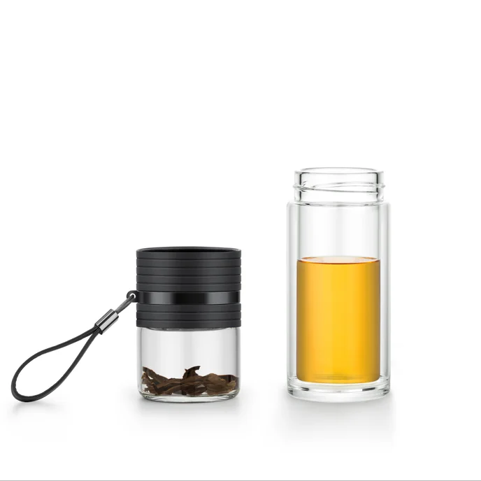 Custom Private Label Tea Infuser Outdoor Travel Portable Anti-Broken Water Bottle Double Wall Glass Water Bottle With Filter