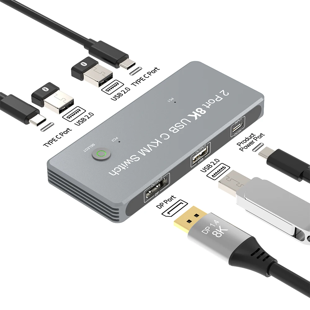 ODM OEM PD KVM Switcher USB  Switch Selector 4K 120Hz 8K HD MI 2.1 KVM Switch