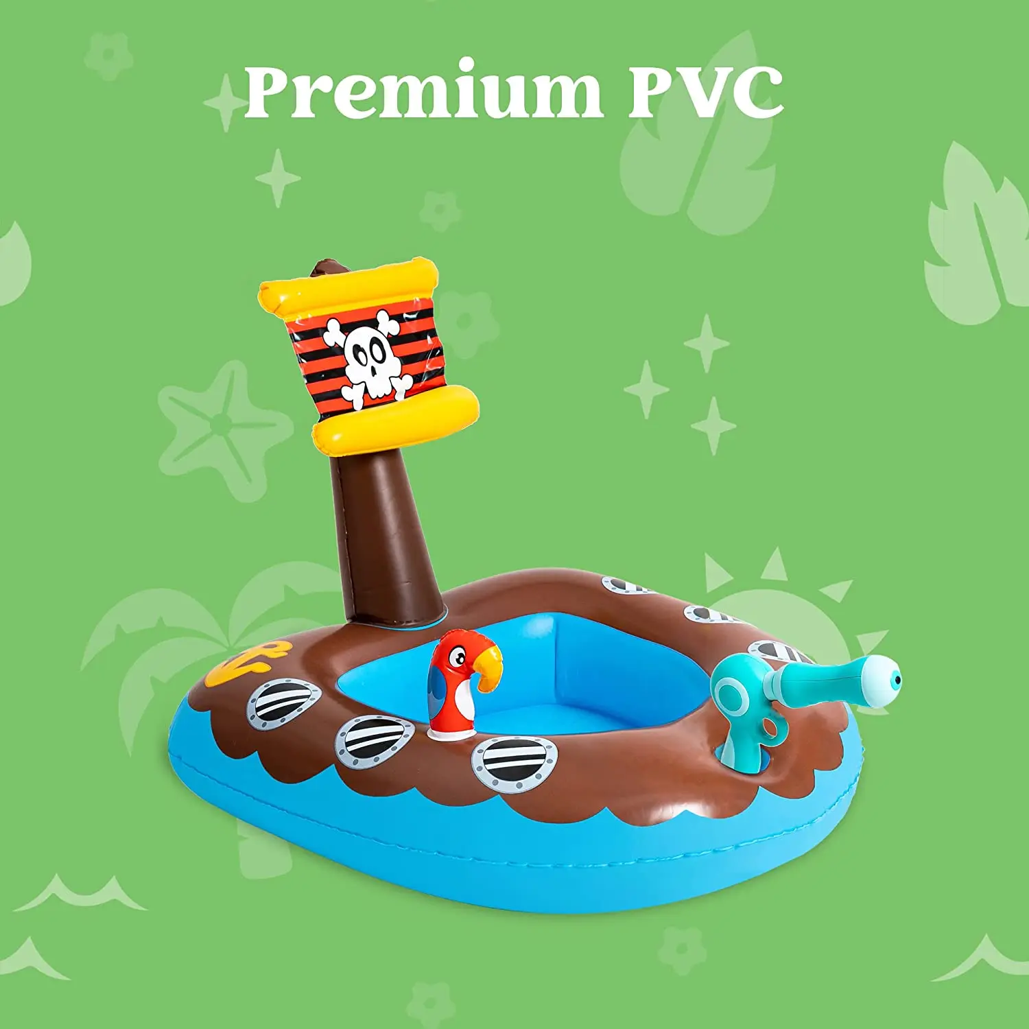 Summer Party Water Blaster Inflatable Pirate Boat Baby Float with Squirt Gun Inflatable rider for Kids