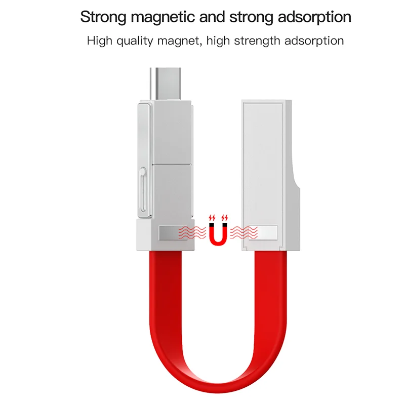 Портативный мини-экстренный 3A Бесплатная доставка 4 в 1 Магнитный usb-кабель с брелком для зарядки передачи и зарядный кабель iOS/Android/Type C данных