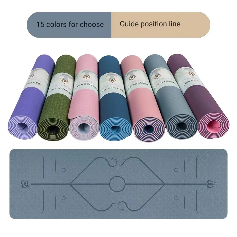 TPE Yoga Mat Print Logo Natural Yogamat Organic Non Slip Cheap OEM Film ROHS Color Package Material Pieces Origin