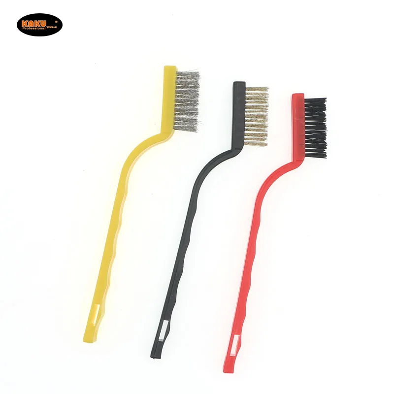KAKU High Quality Instrument Cleaning Rust Brushes Set Plastic Handle Stainless Brass Nylon Steel Wire Brushes