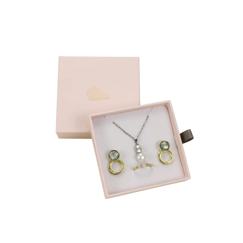 Торговая гарантия, индивидуальный логотип, Розовый бархатный ящик для ювелирных изделий, детский набор