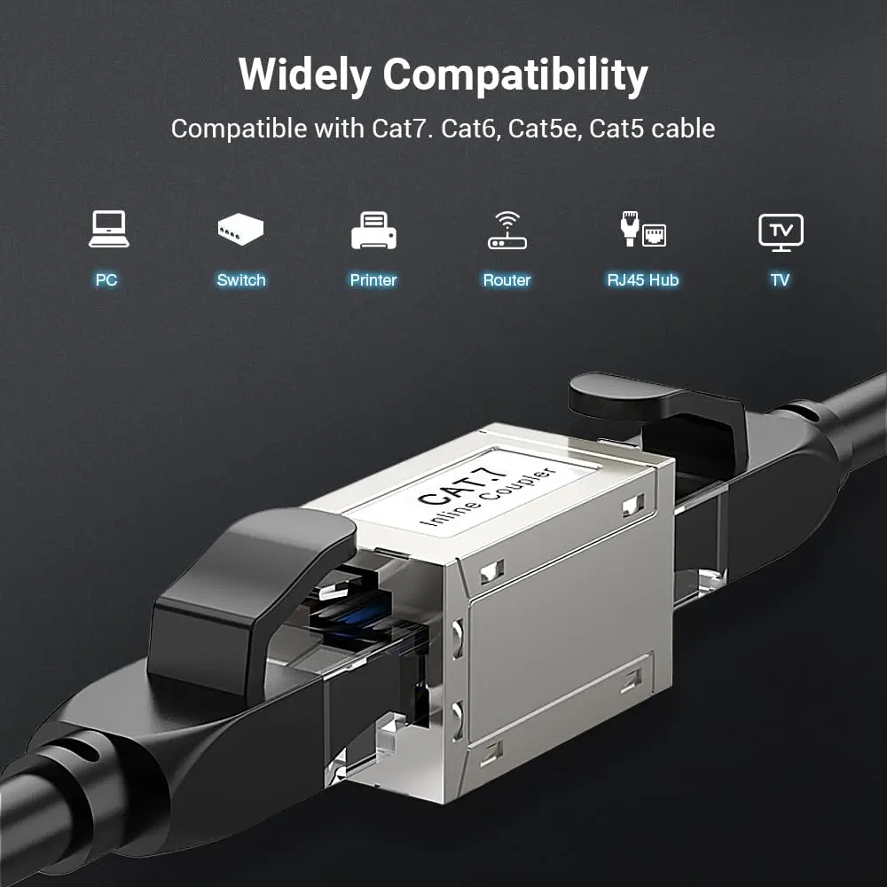 Cat7 Ethernet Coupler Female to Female Connector 10Gbps RJ45 Coupler Ethernet Extender