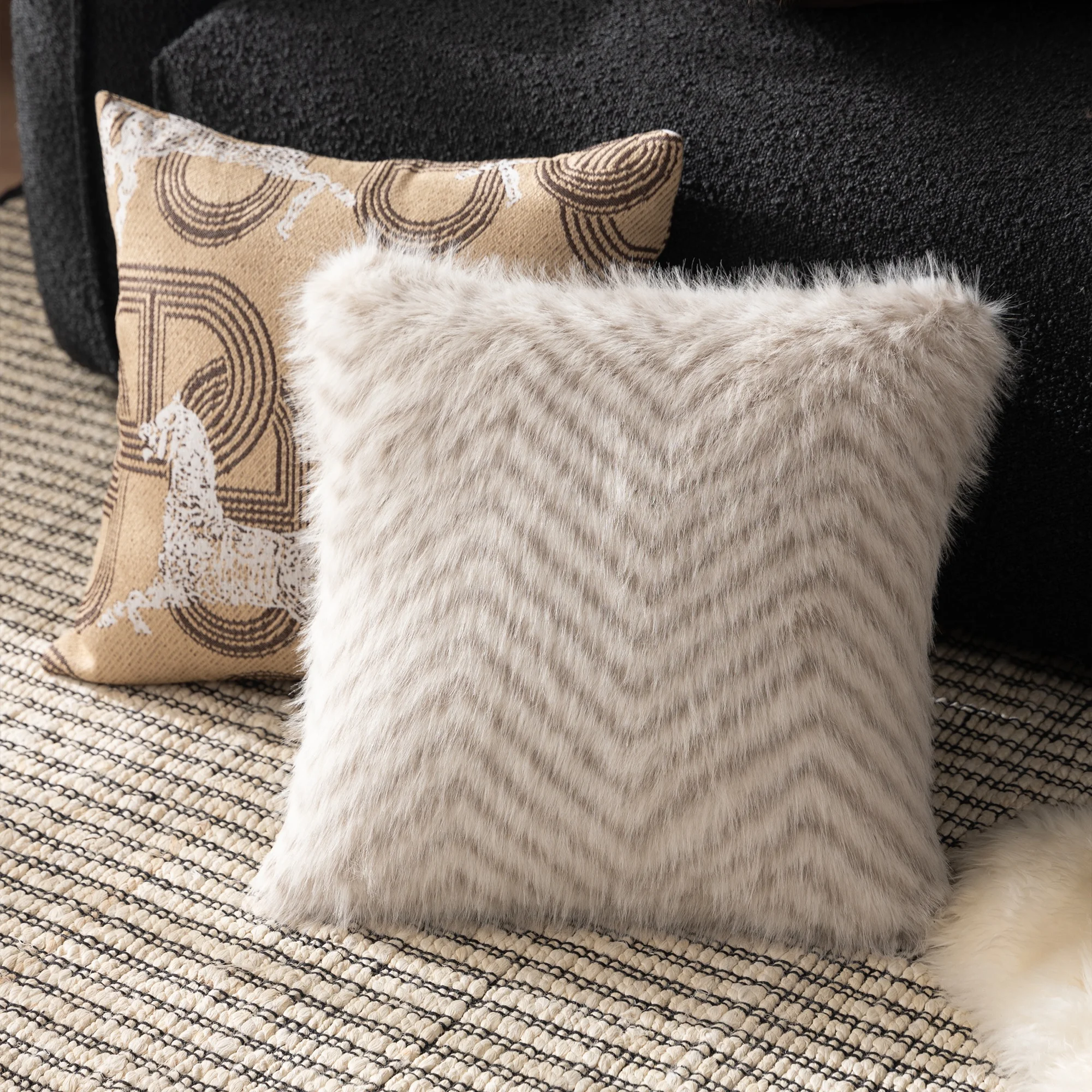 Home Decor Modern Herringbone Decorative Fluffy Pillow Covers Boho Cushion Cover Polyester Autumn Winter Pillow For Sofa
