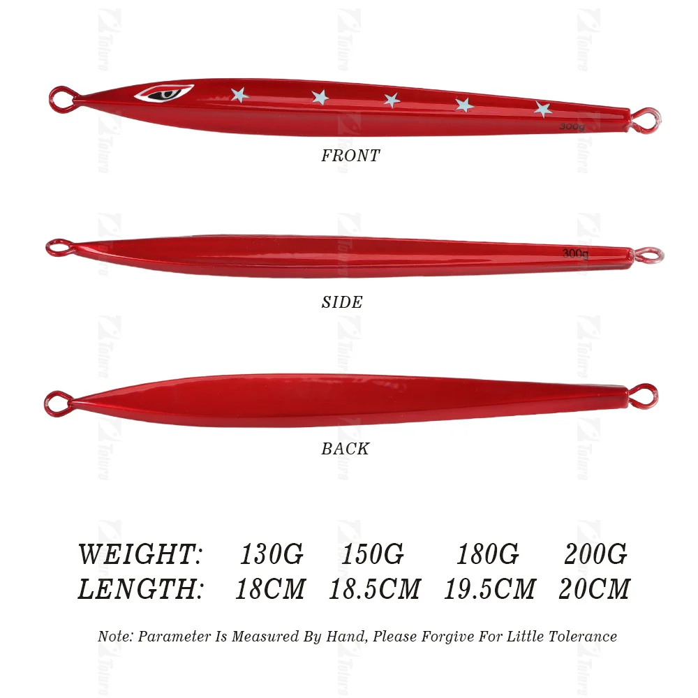 Tolure Long Jig Lure130g 150g 180g 200g  Saltwater Fast Sinking Speed Jigs Deep Sea Heavy Duty Metal Fishing Jig