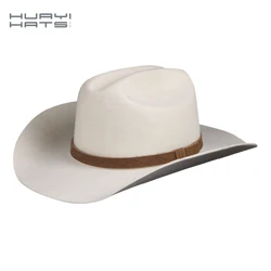 HUAYIHATS  Adult Men Women cowboy hat Wide Brim Western Style 100% Wool Felt Cowboy Hats white cowboy