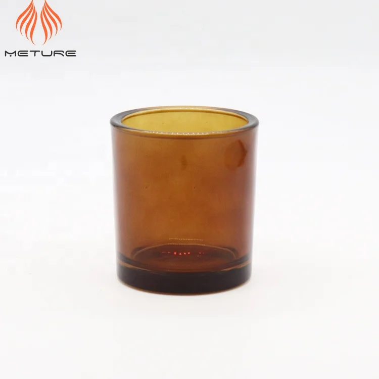 7 oz amber thick wall glass candle jar