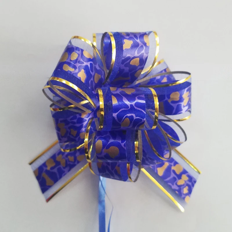 Оптовая продажа, лента из органзы с помпоном, Натяжной бант, ленточный бант для подарочной упаковки или украшения