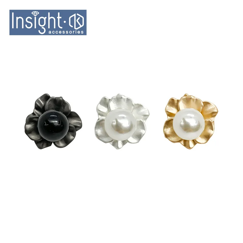 19mm Zinc Alloy New Metal Buttons Custom Pearl Buttons Rose Shape Shank Buttons For Female