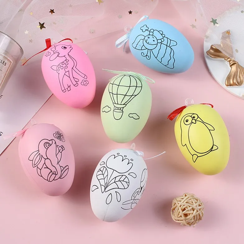 Factory Wholesale Creative Kids Toy Hand-Painted Egg Party Decoration DIY Paint Plastic Easter Egg Toy