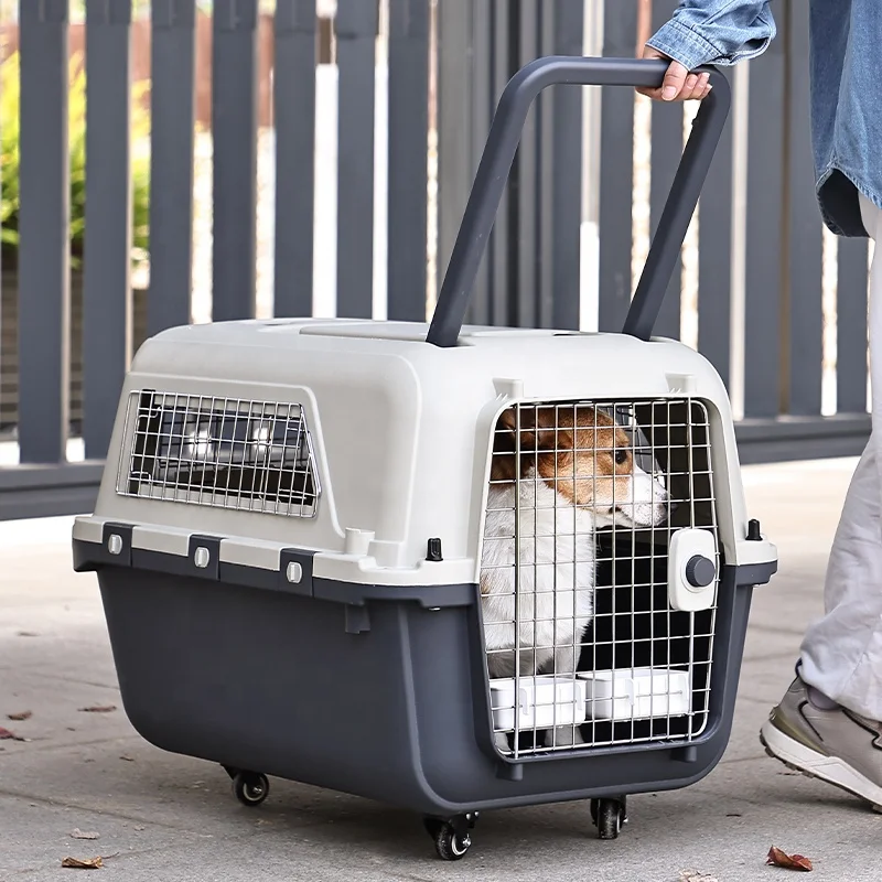 Airline Kennels Luxury Large Kennel on Wheel Dog Cage Air Permeable Cat Carrier Trolley Pet Transport Box