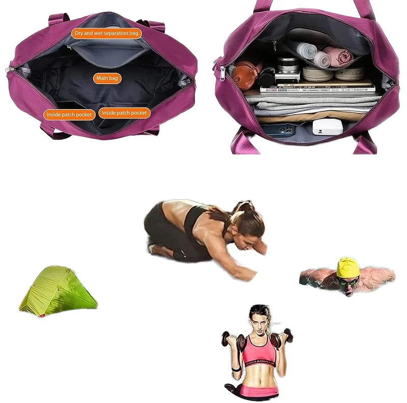 Custom New arrivals Foldable Expandable Lightweight sports Gym Duffel tote Bag Yoga Weekend Shoulder Customized travel bags