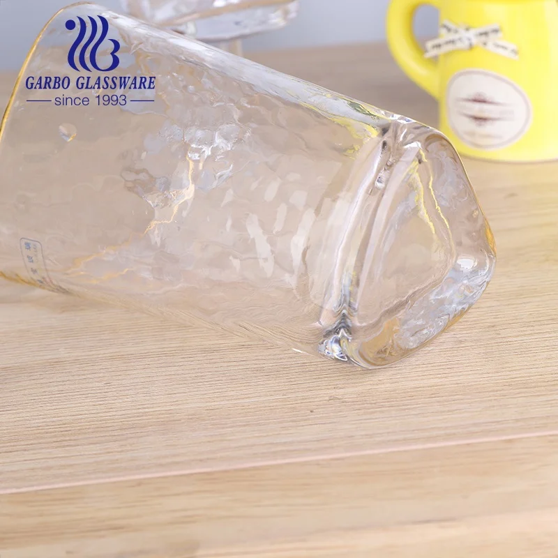 Handmade golden rim wine glass 12oz  martini glass golden decorative hammer pattern glassware cup cocktail glass stemware flute