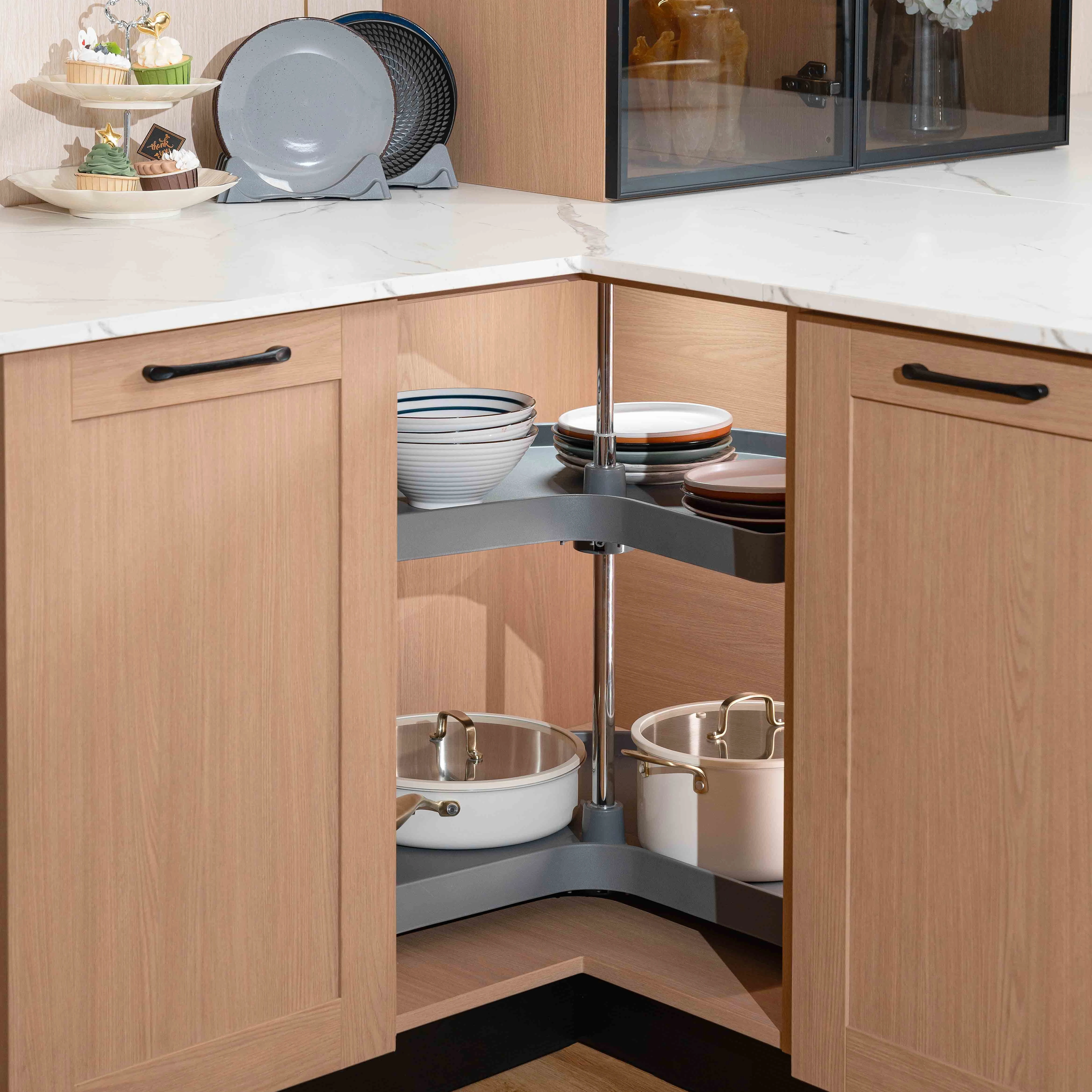 28inch Multi-Functional Rotating Kitchen Basket Kidney Two-tire Plastic Lazy Susan Set