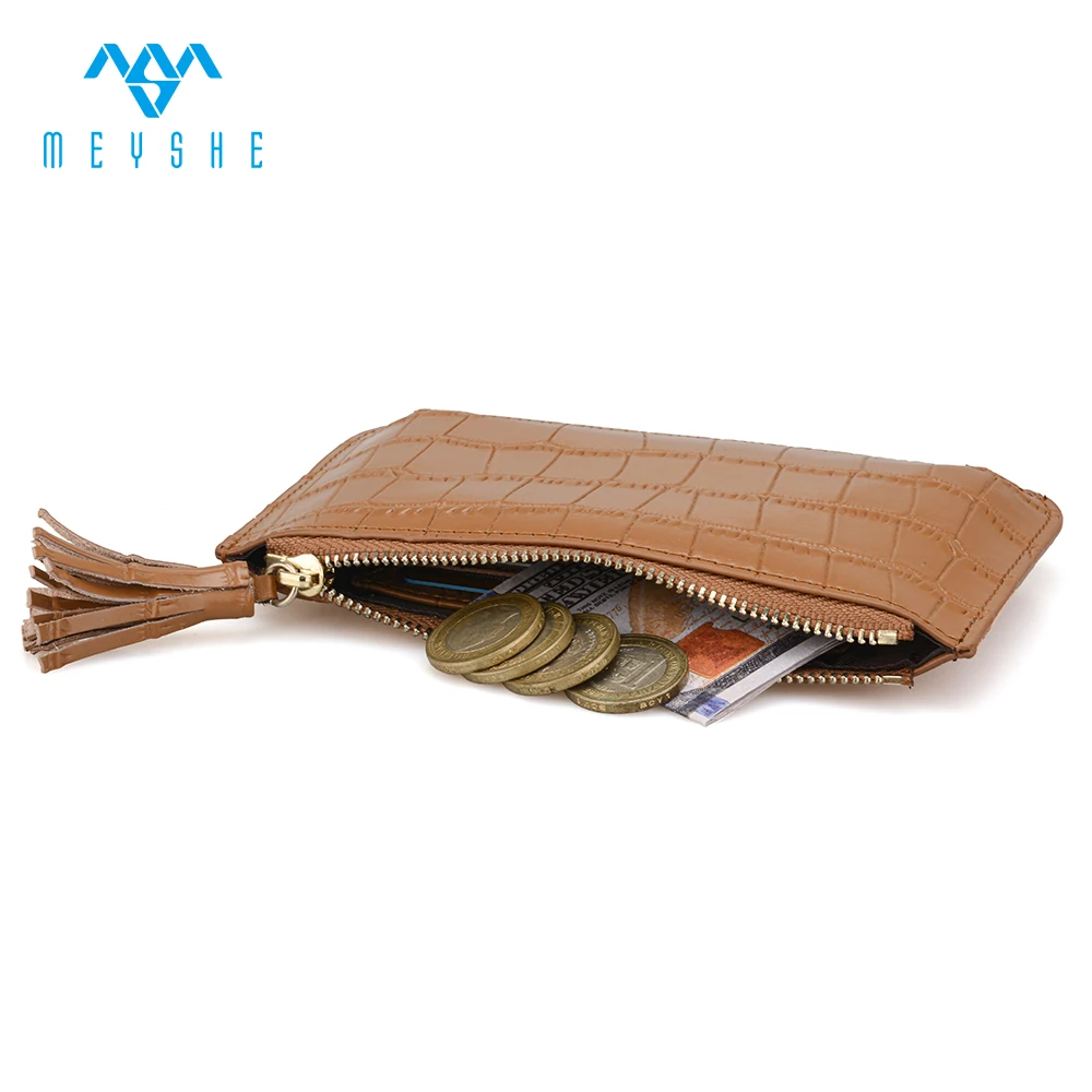 Factory Custom Wholesale High Quality  Brown Crocodile Genuine Leather Bag Coin Purse For Women