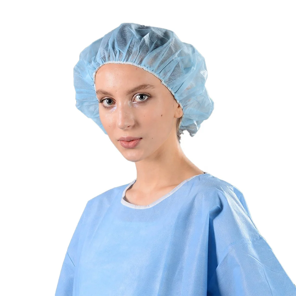 Cleanroom bouffant cap Food Service PP Nonwoven Blue Green Disposable mob cap round cap