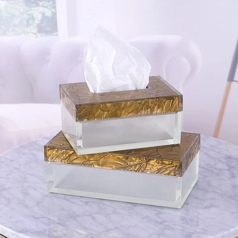 European creative modern light luxury crystal paper towel tray living room coffee table dining table practical tissue holder box
