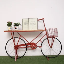 Bucks Home  Country Indoor Flower Stand Ornaments,Retro Wrought Iron Bicycle Table,Large Cafe Photography Props