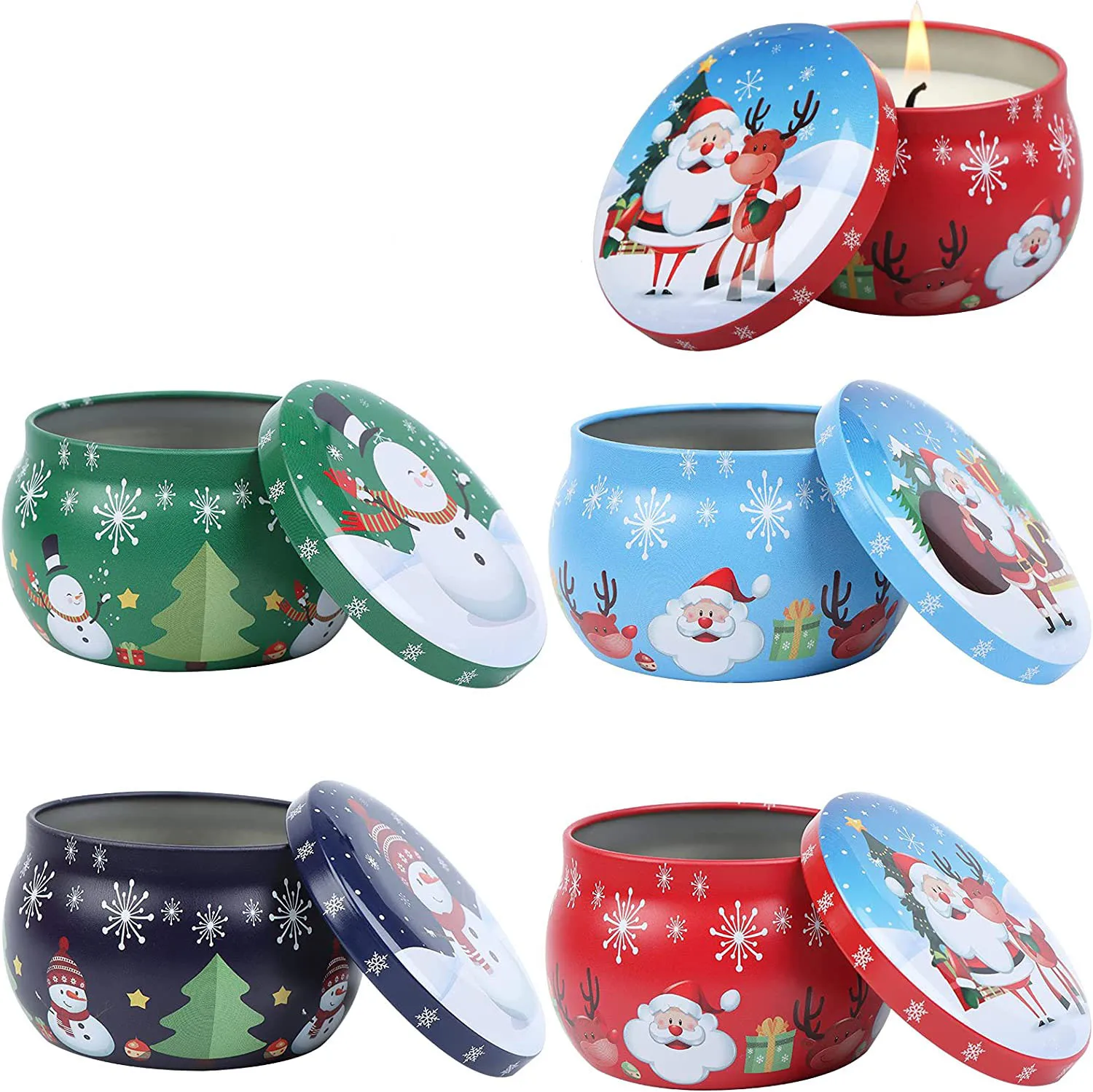 Factory wholesale high quality round shape Christmas candle tin cans for candle making