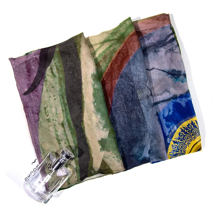 
Long Bandana Square Silk Scarf Wholesale Hijabs Pashmina 100% silk Stoles China Scarfs 