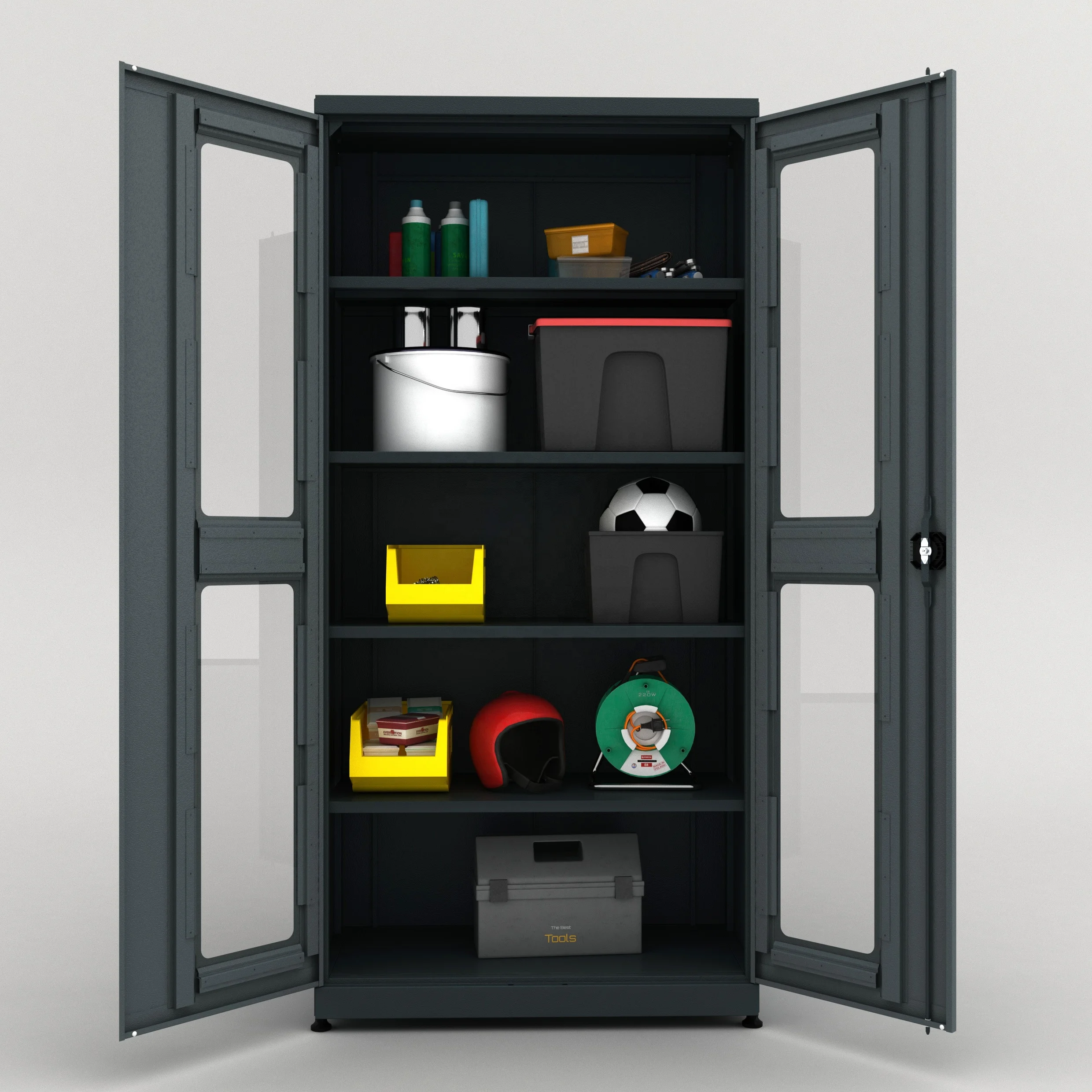 New Design 2023 Heavy Duty High Quality Steel Storage Cabinet With 2 Viewing Window Hinged Doors